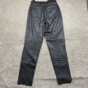 Harley-Davidson Women's 32/4 Black Genuine Leather Pants CA 03402 Suspender Loop